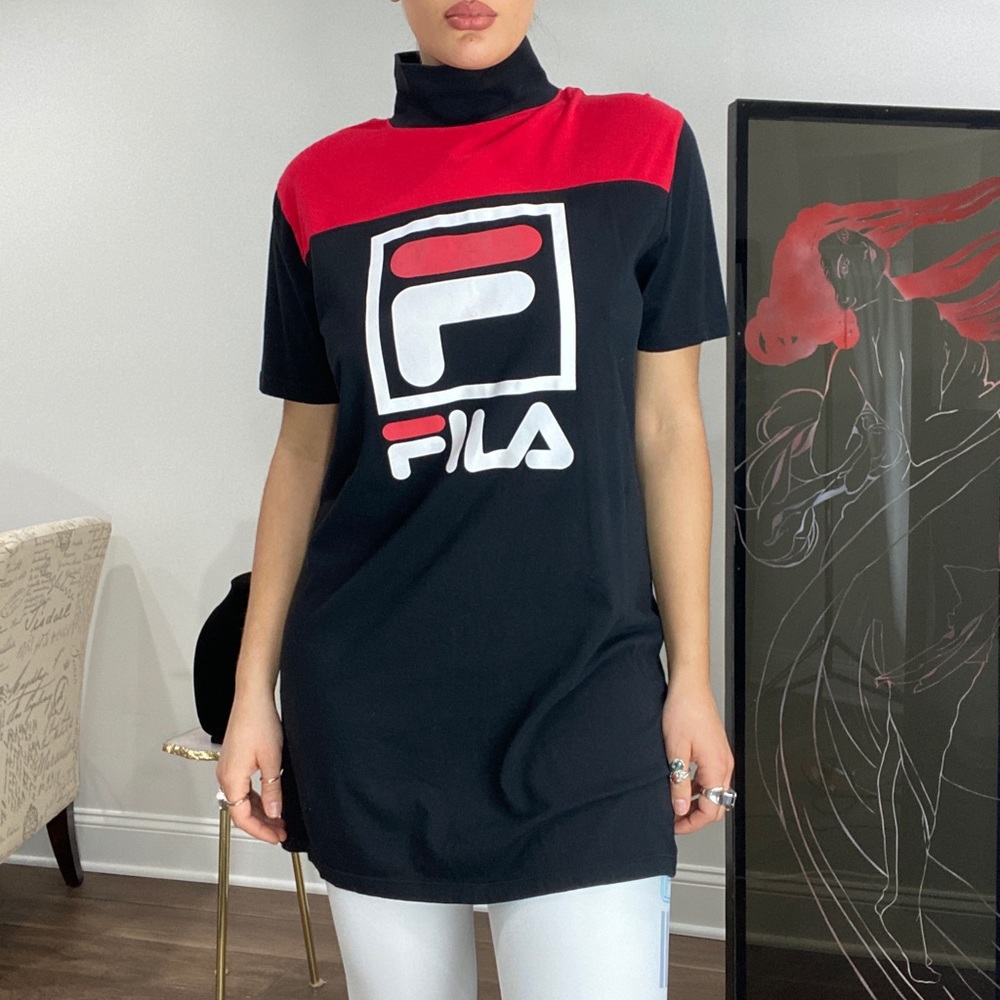 vintage fila high neck t shirt sporty dress